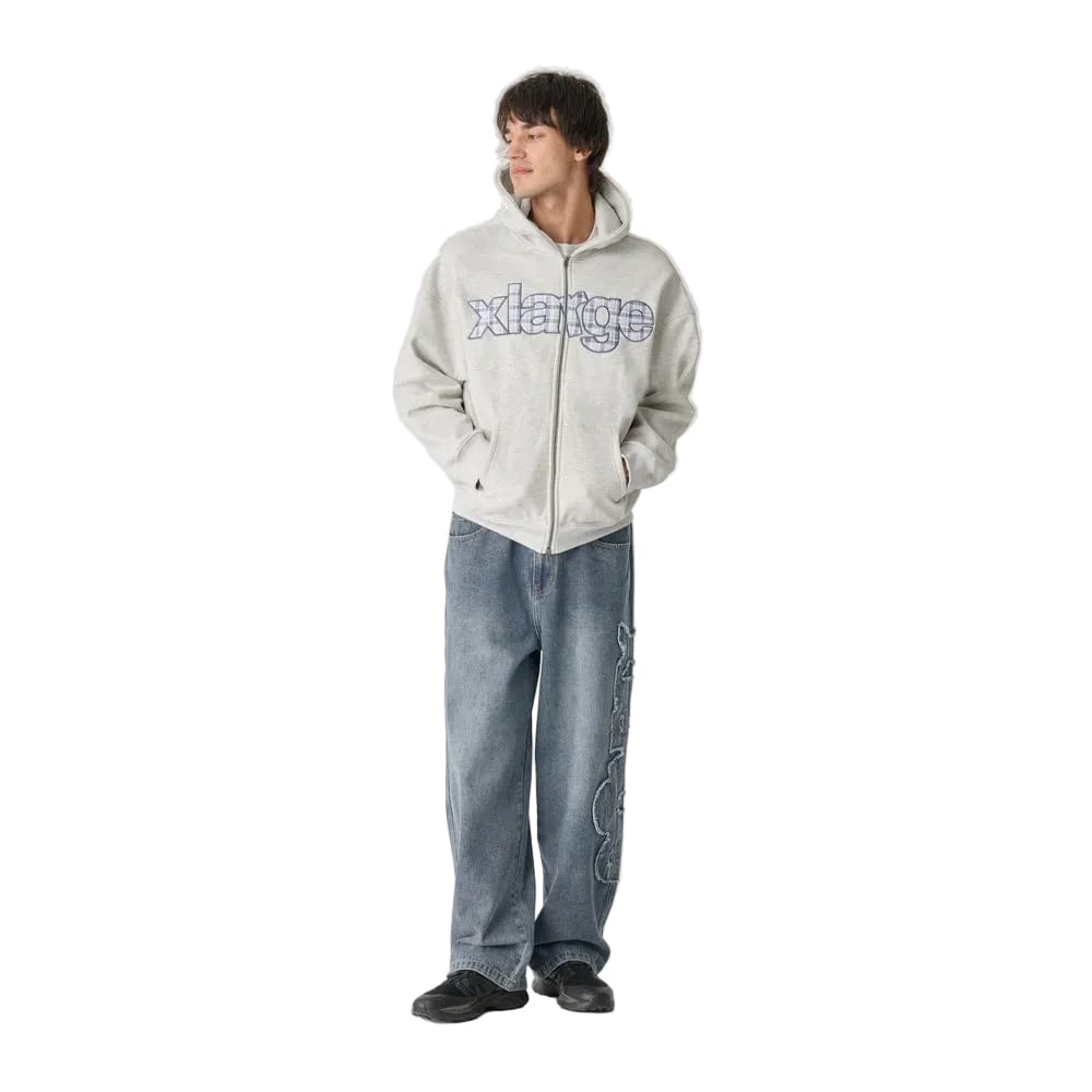 XLarge Eli Plaid Gorilla Fit Zip Hoodie - Snow Marle - Image 2