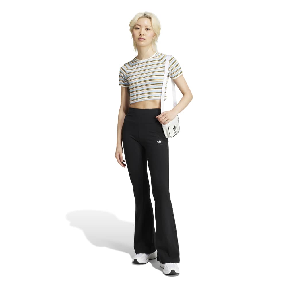 Adidas Womens Essentials Rib Flared Leggings - Black
