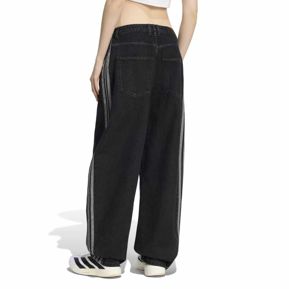 adidas Womens High Rise Barrel Leg Denim Pant - True Black Denim