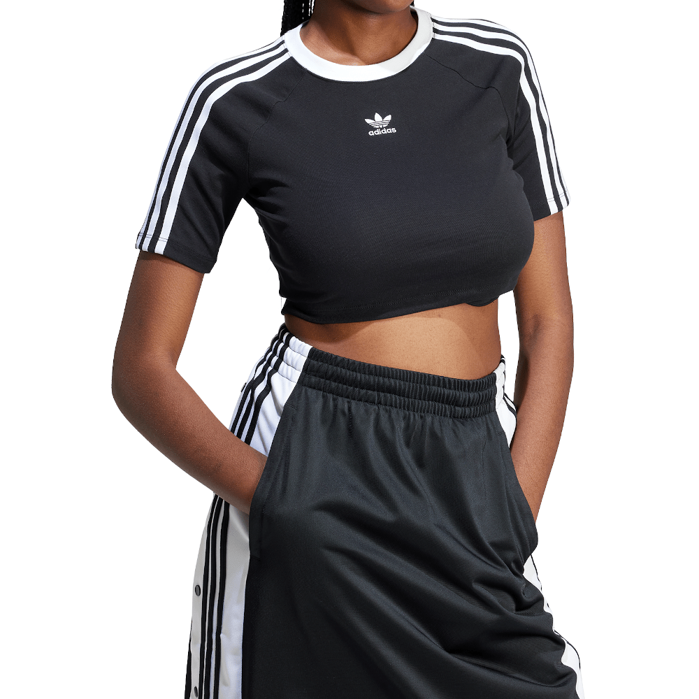 adidas Womens 3-Stripes Baby Tee - Black