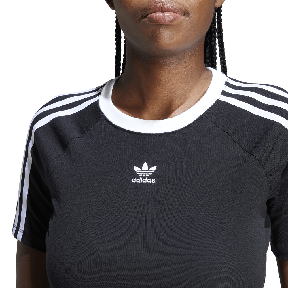 adidas Womens 3-Stripes Baby Tee - Black