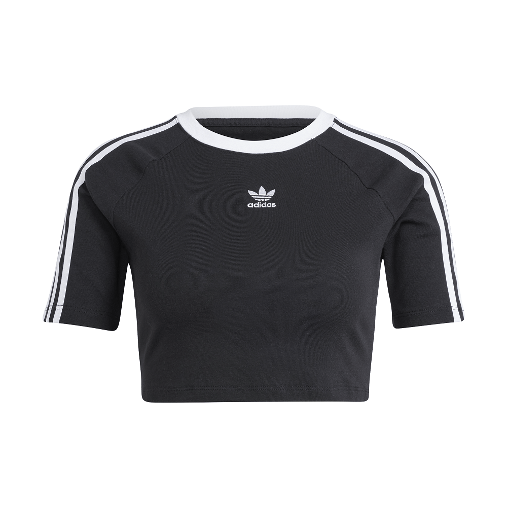 adidas Womens 3-Stripes Baby Tee - Black