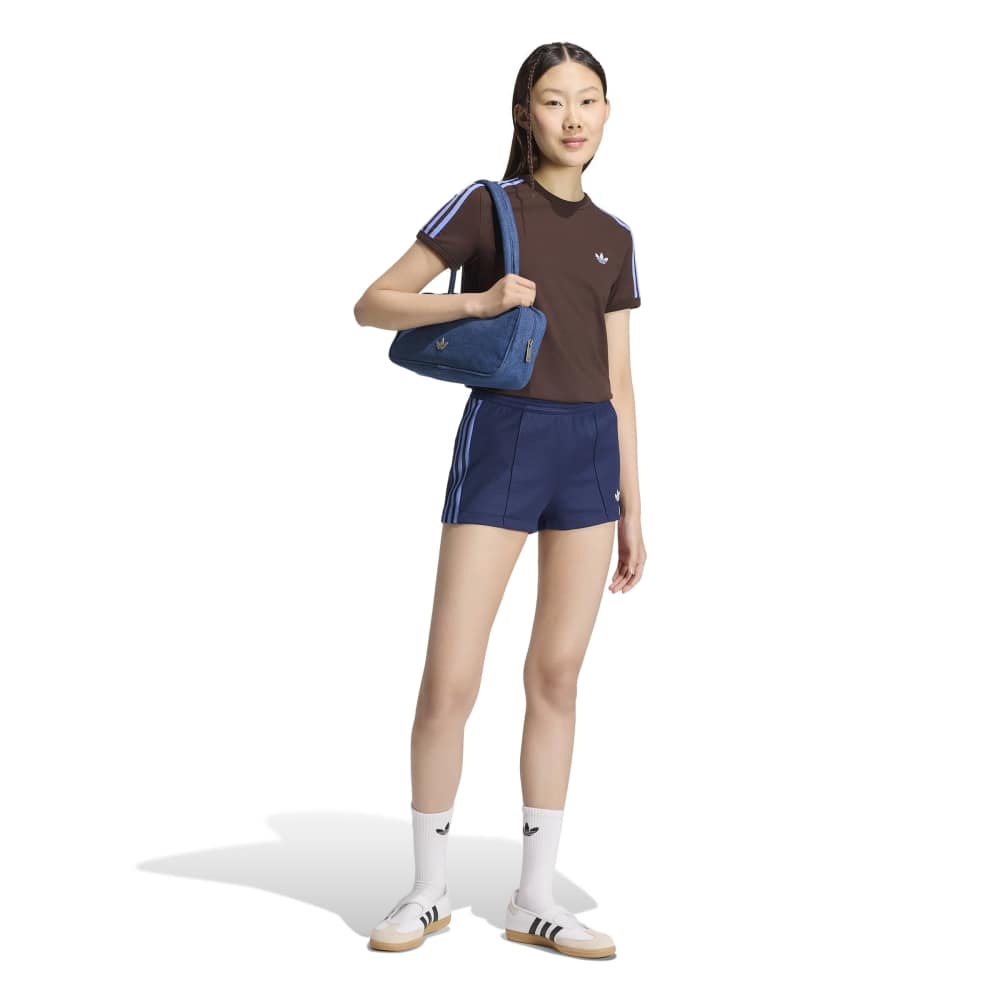Adidas Womens 3-Stripes Slim Tee - Aurora Coffee / Blue Fusion