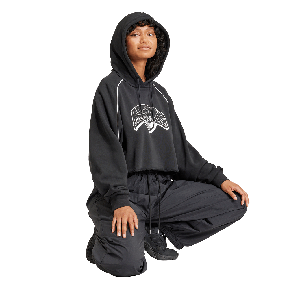 adidas Womens CS Cropped Hoodie - Black