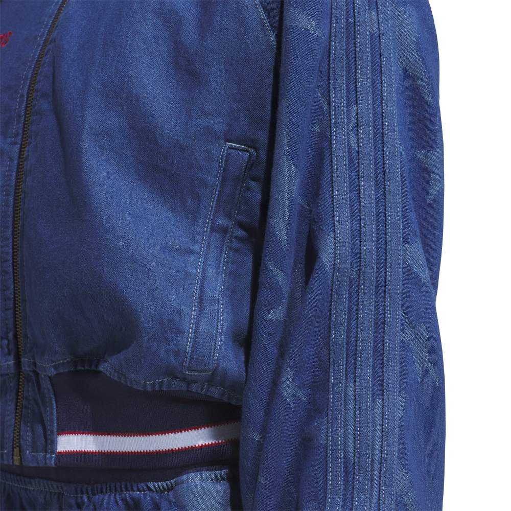 adidas Womens Denim Varsity Bomber Jacket - Medium Blue