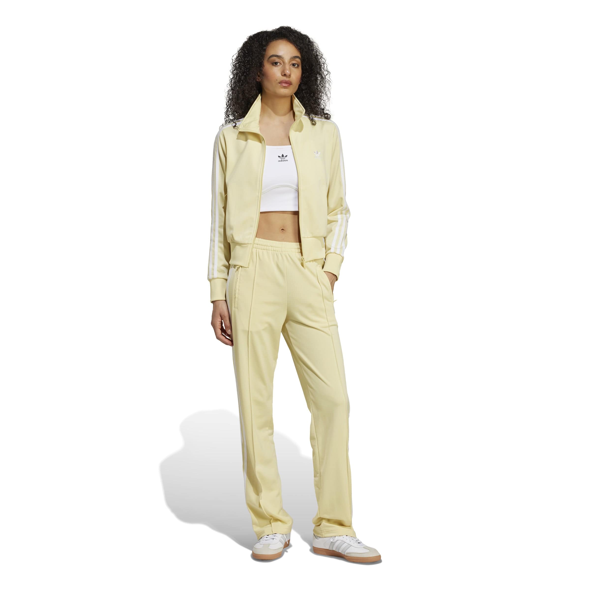 Adidas Womens Firebird Track Top - Powder Yellow / White