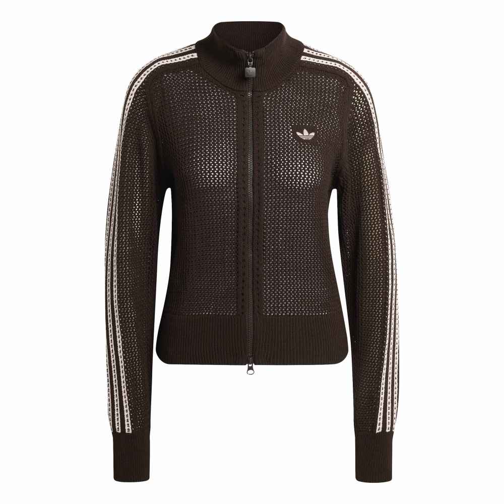 adidas Womens Kitted Crochet Track Top - Aurora Coffee
