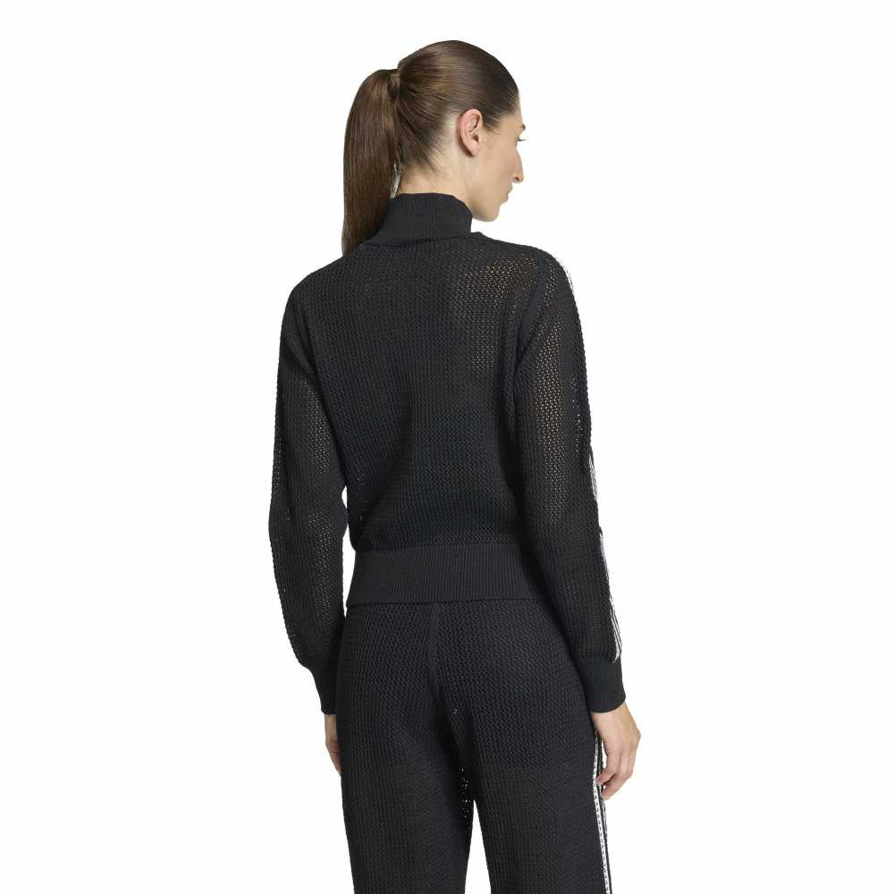 adidas Womens Kitted Crochet Track Top - Black