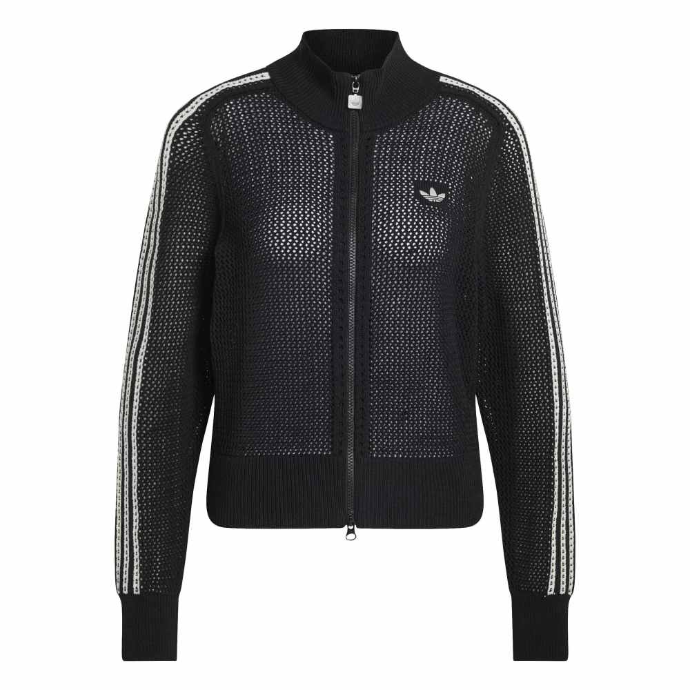 adidas Womens Kitted Crochet Track Top - Black