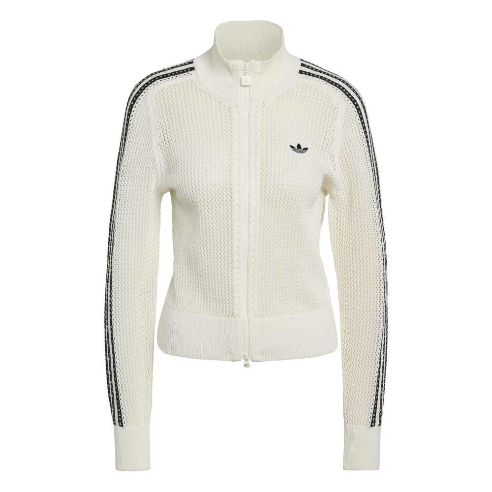 adidas Womens Kitted Crochet Track Top - Off White