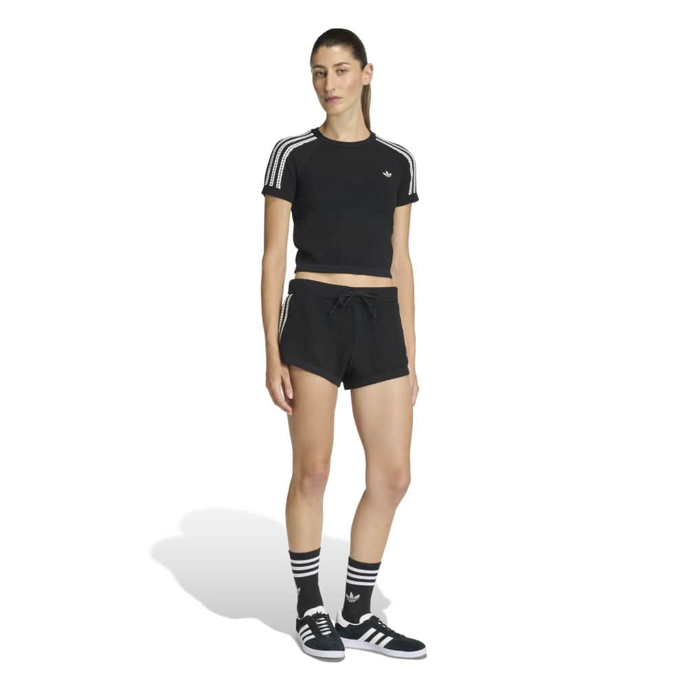 adidas Womens Knitted Crochet Tee - Black