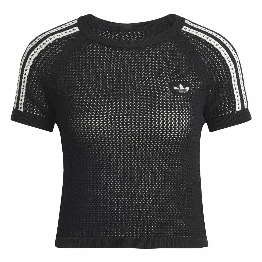 adidas Womens Knitted Crochet Tee - Black
