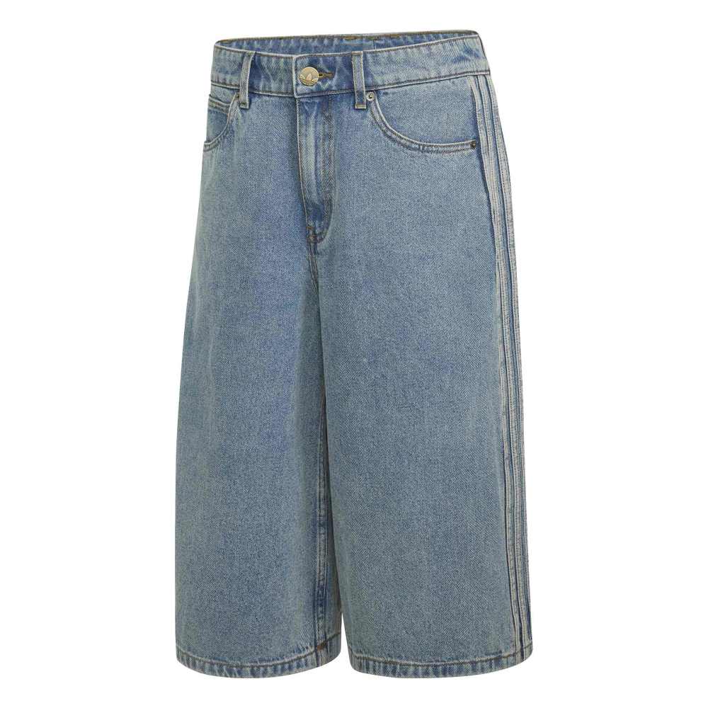 Adidas Womens Mid Rise Denim Jorts - Worn Blue Denim