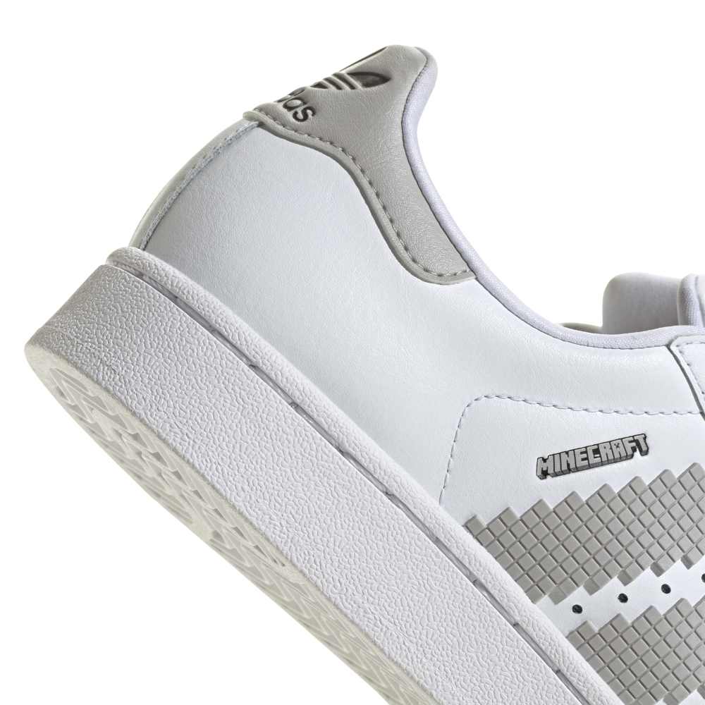adidas Kids Superstar II X Minecraft Shoes - White / Grey / Black