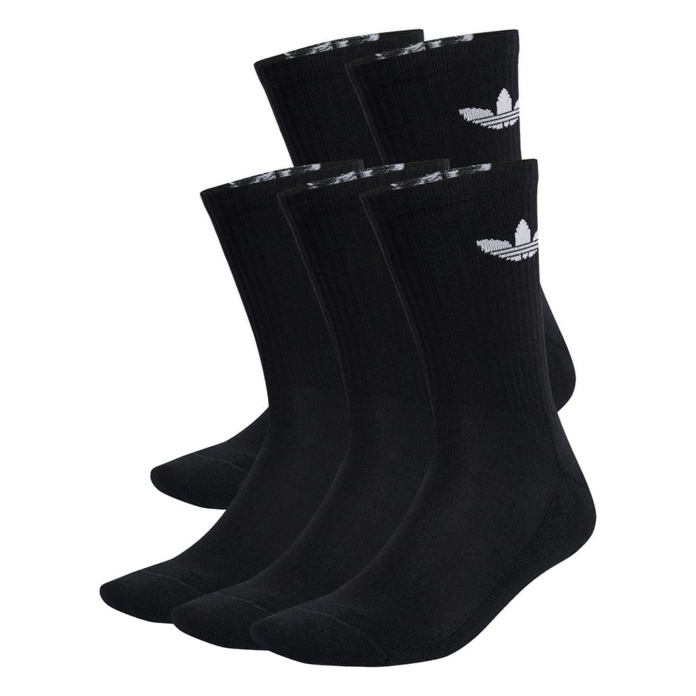 adidas Trefoil Cushion Crew Socks 6 Pack - Black