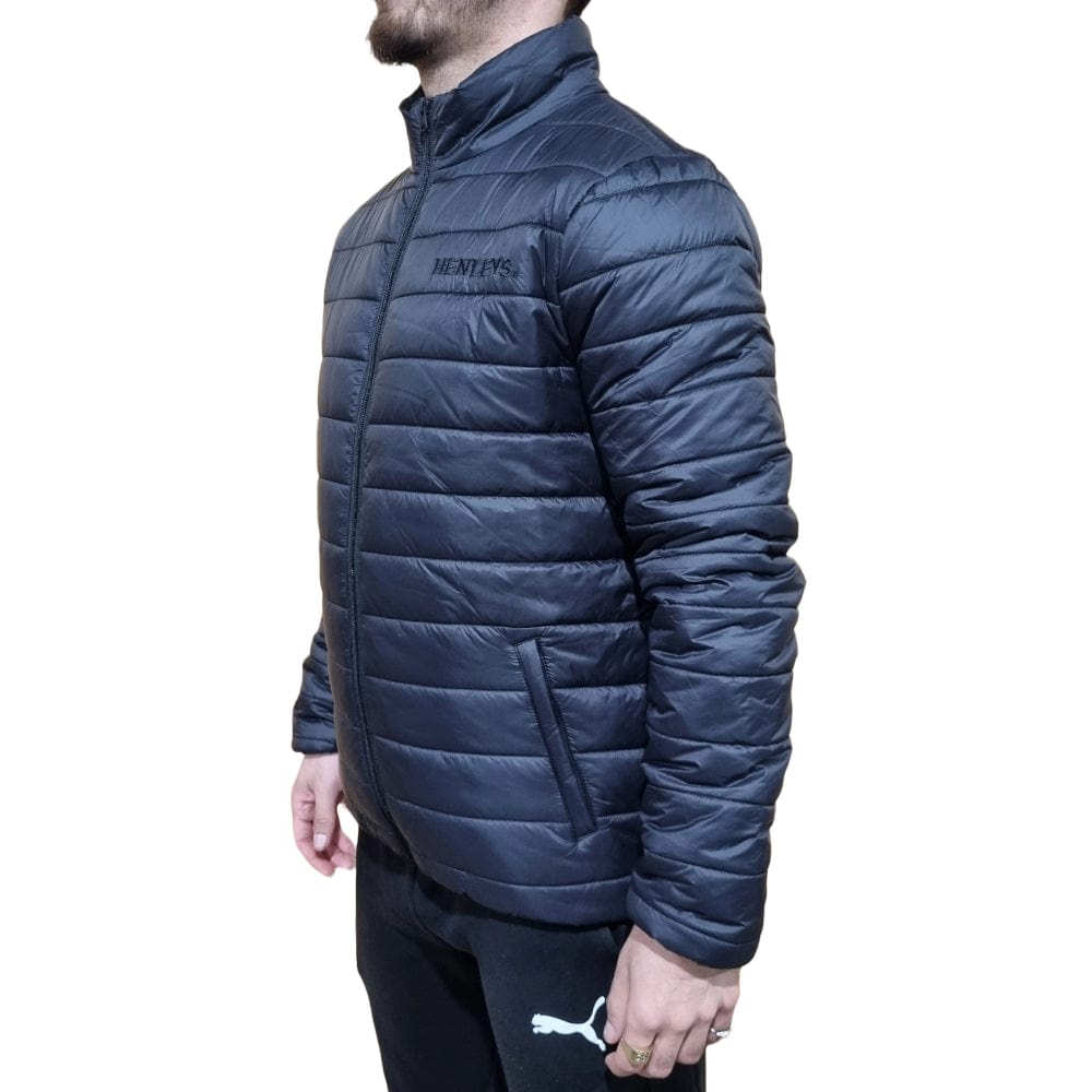 Henleys Classic Logo Lightweight Puffer - Black