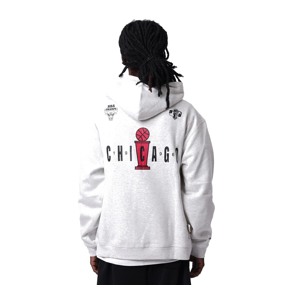 Mitchell & Ness Chicago Bulls 6 Time Hoodie - Silver Marle