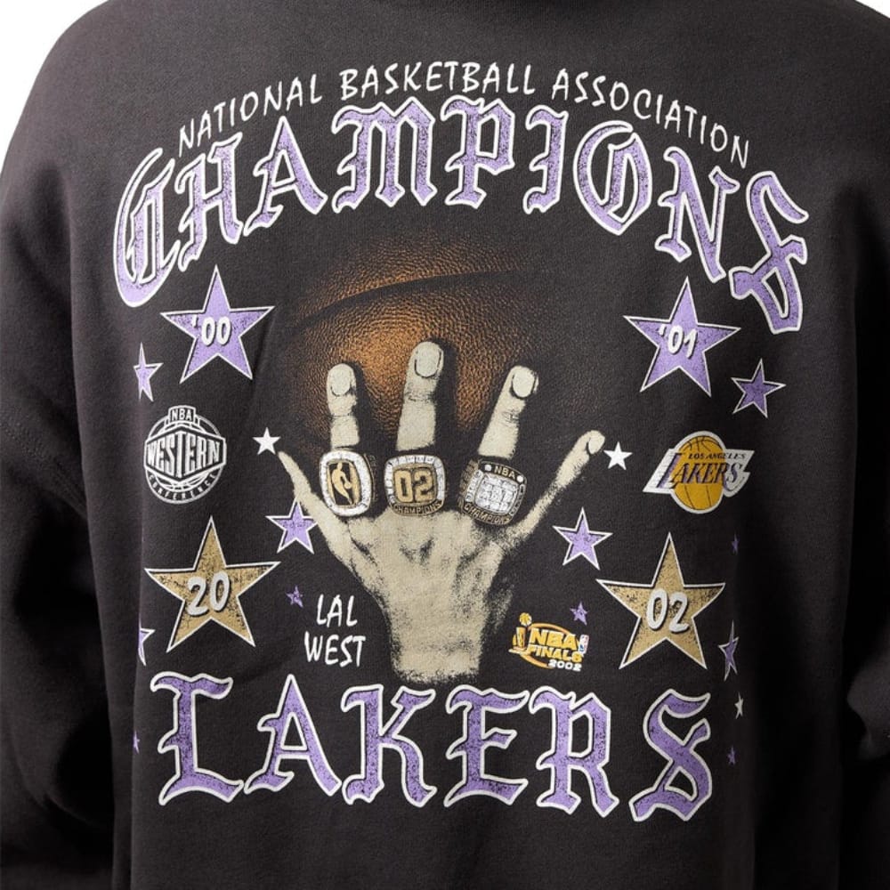 Mitchell & Ness Blackletter Champions BoxFit Hoodie Los Angeles Lakers - Washed Black