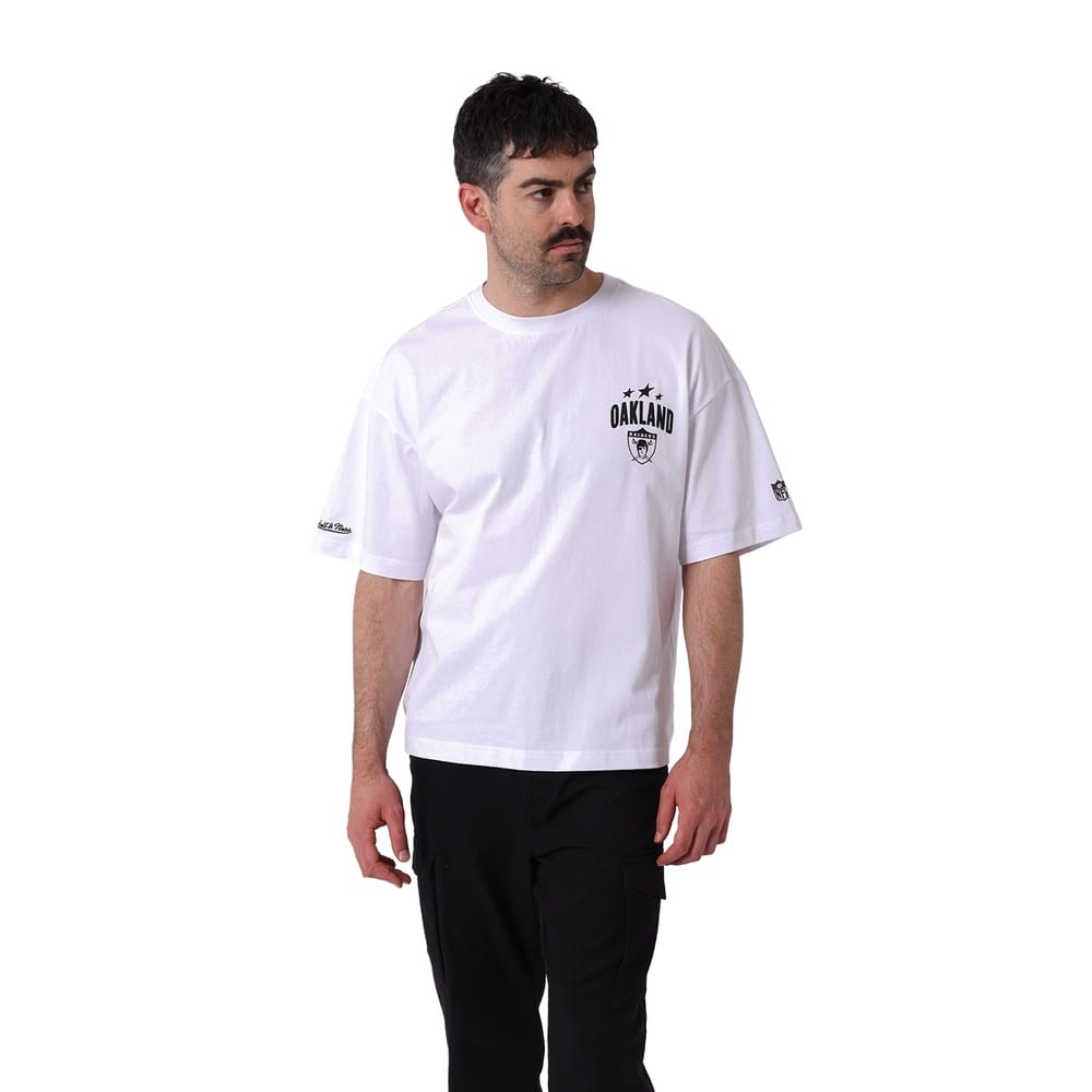 Mitchell & Ness Oakland Raiders Stars & Text Boxy Tee - White