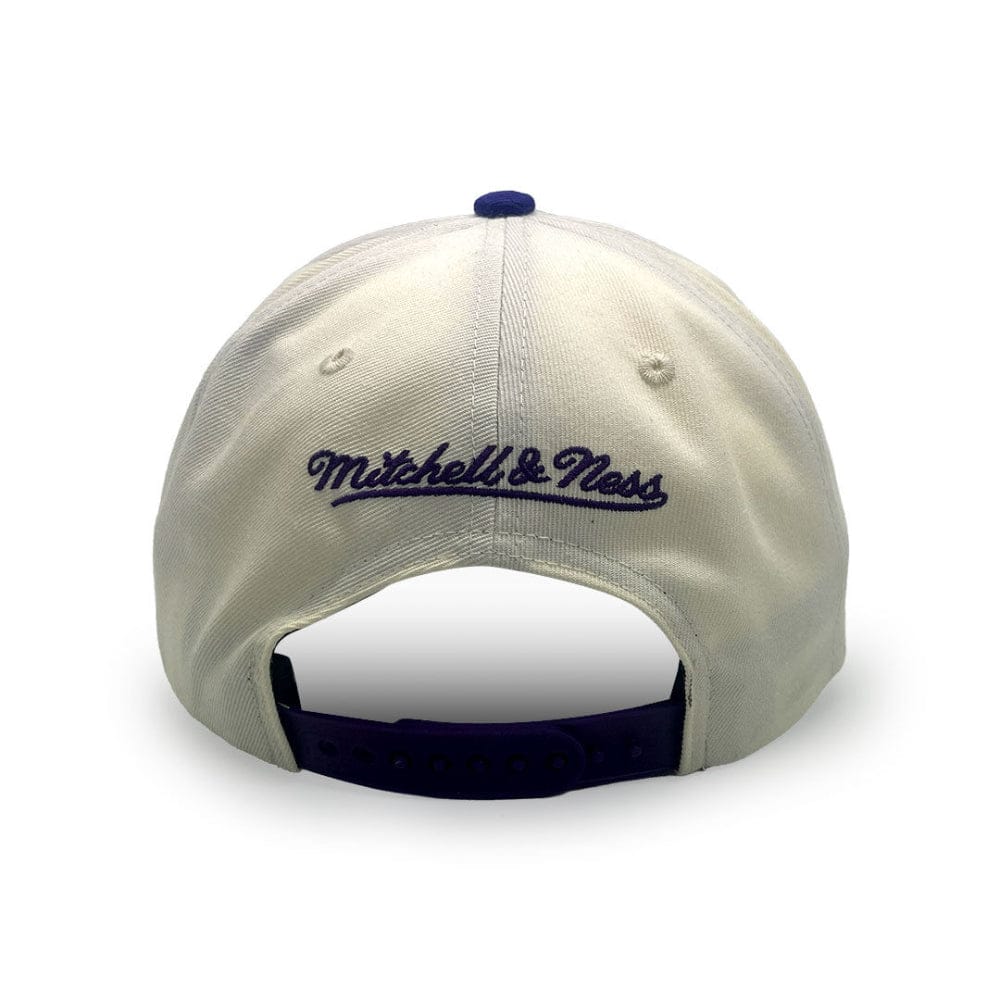 Mitchell & Ness Tilted Pro Pinch Snapback Los Angeles Lakers - White Cream / Purple