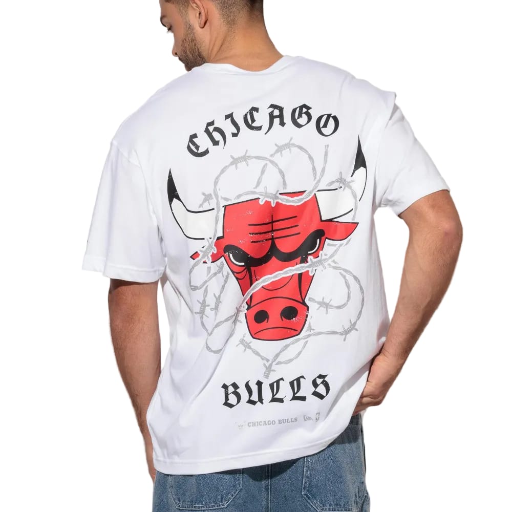 New Era Chicago Bulls Barbed Wire Tee - White