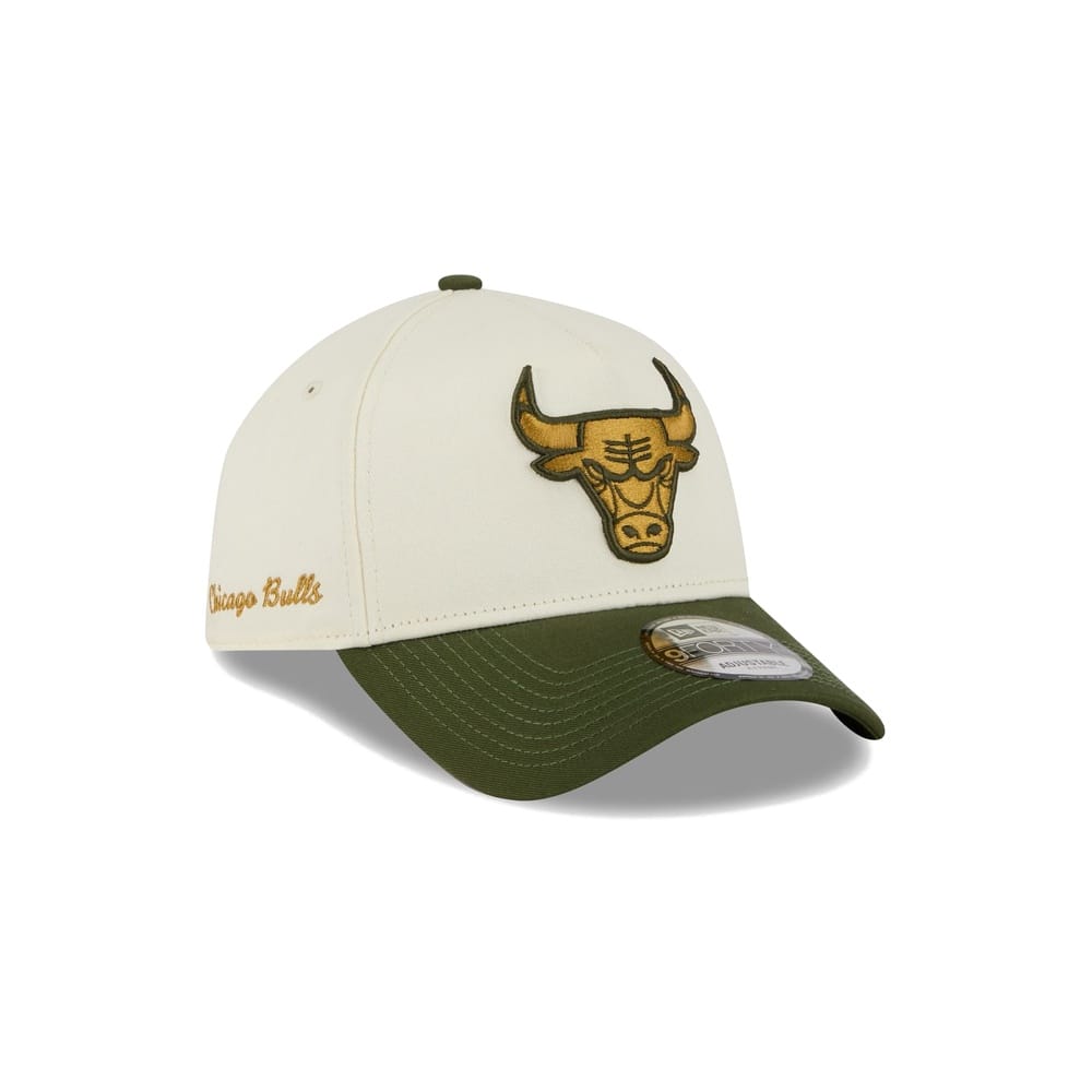 New Era 9FORTY 2 Tone A-Frame Metallic Snapback Chicago Bulls - Off White / Rifle Green
