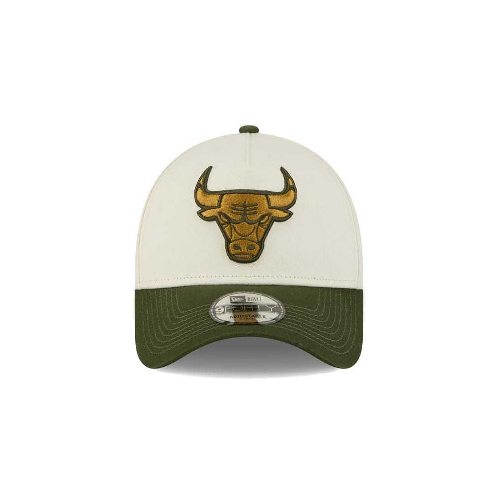 New Era 9FORTY 2 Tone A-Frame Metallic Snapback Chicago Bulls - Off White / Rifle Green