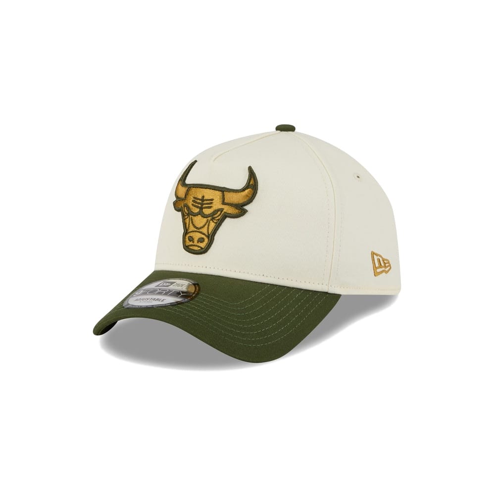 New Era 9FORTY 2 Tone A-Frame Metallic Snapback Chicago Bulls - Off White / Rifle Green