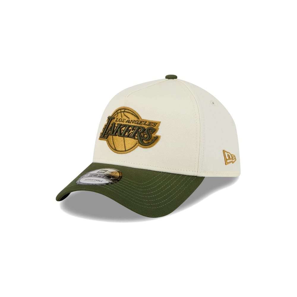 New Era 9FORTY 2 Tone A-Frame Metallic Snapback Los Angeles Lakers - Off White / Rifle Green