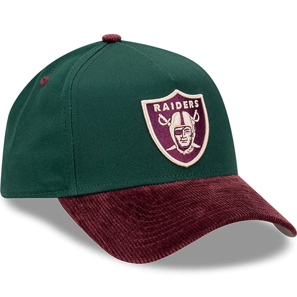 New Era 9FORTY Cord Brim A-Frame Snapback Las Vegas Raiders - Dark Green / Rhubarb