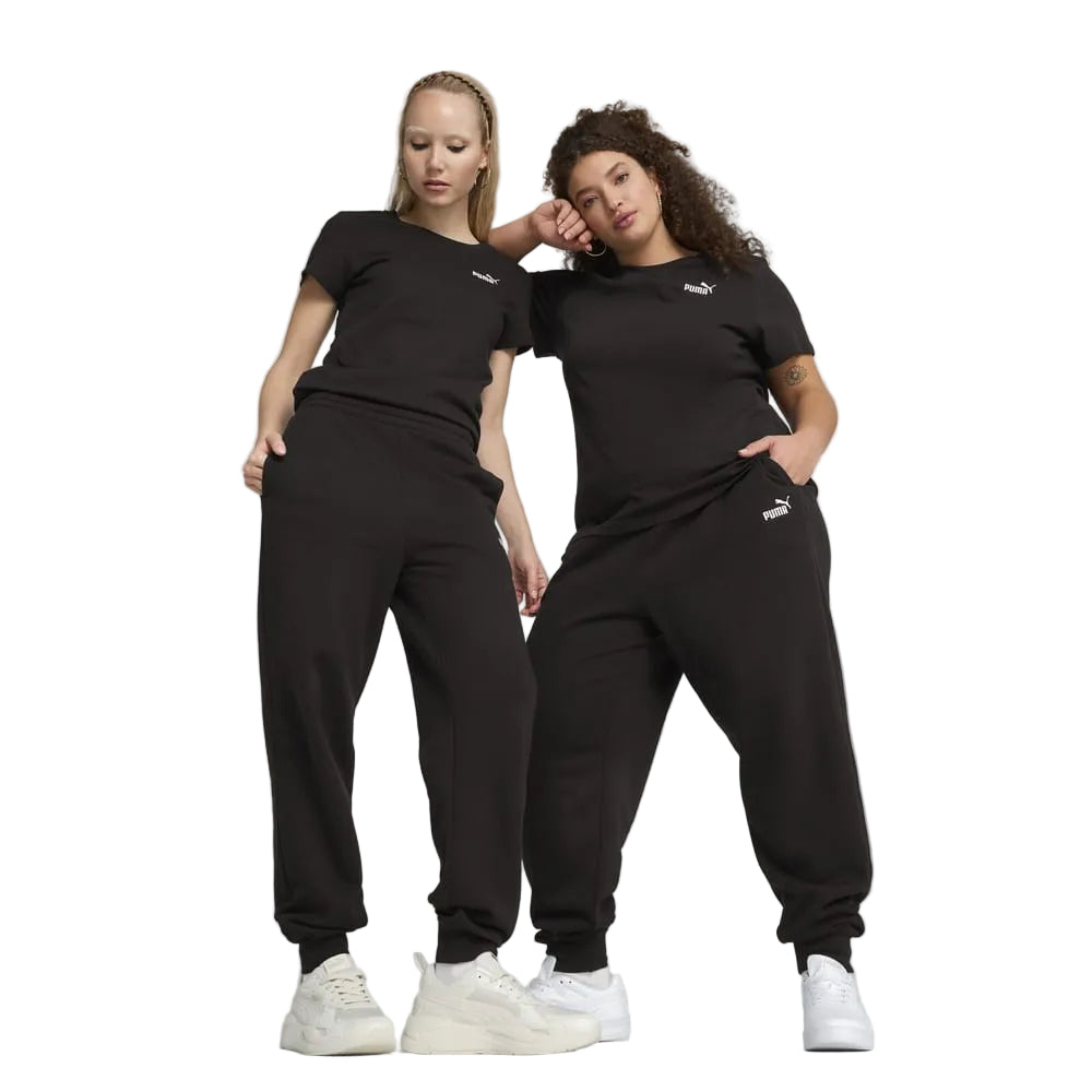PUMA Womens Essentials Small Logo Comfort High-Waist Pant - Black
