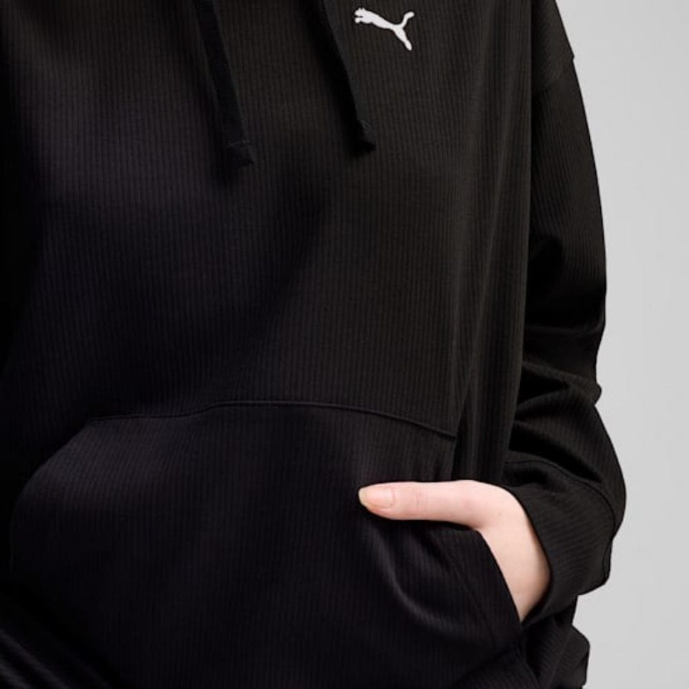 PUMA Womens ESS ELEVATED Comfort Rib Hoodie - Black