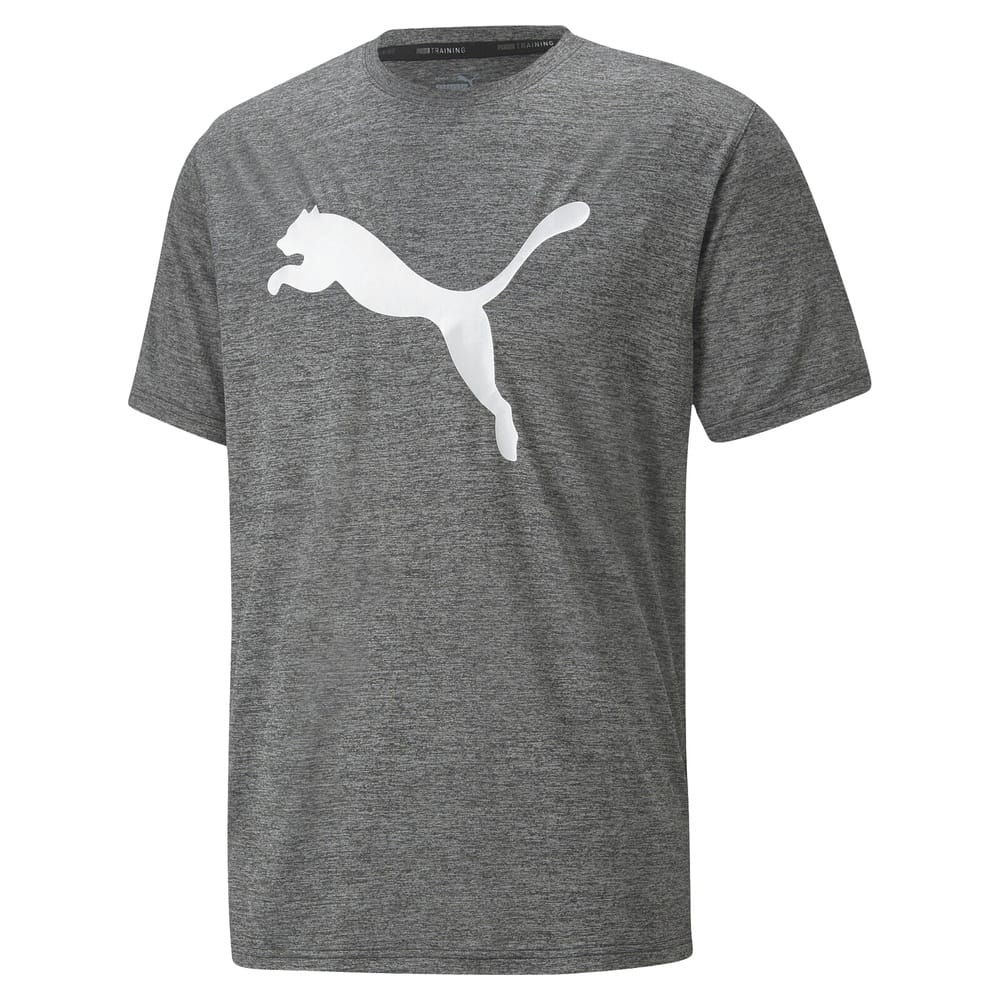 PUMA Train Fav Heather Cat Tee - Black Heather / Lime