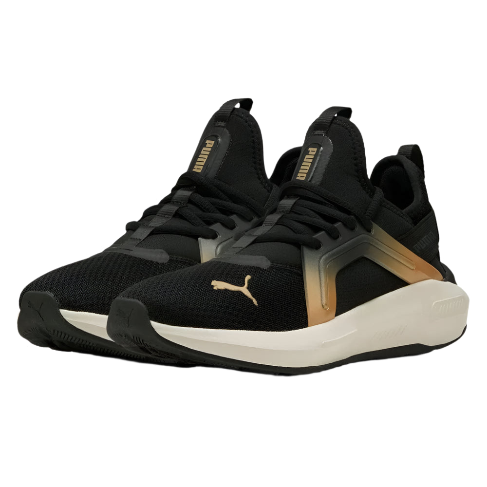 PUMA Women's Softride Enzo 5 Metallic Running Shoes - Black / White / Gold