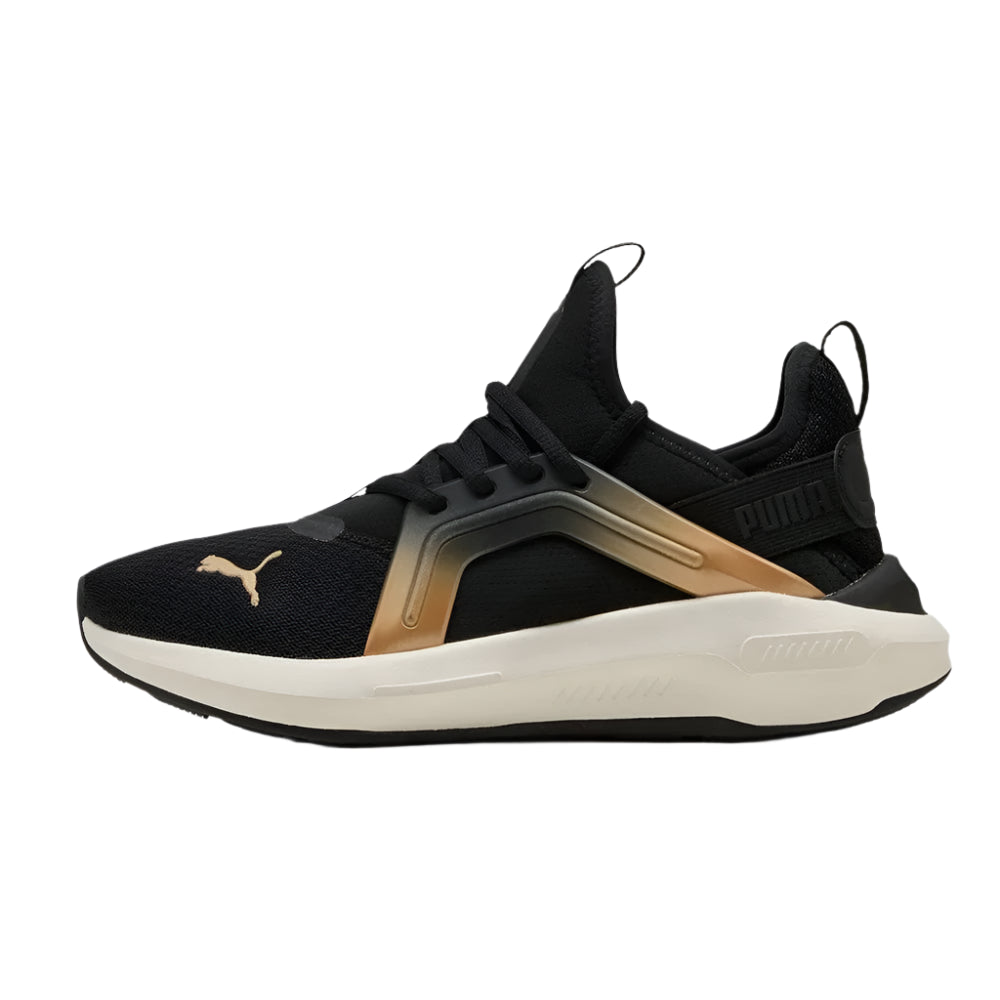 PUMA Women's Softride Enzo 5 Metallic Running Shoes - Black / White / Gold