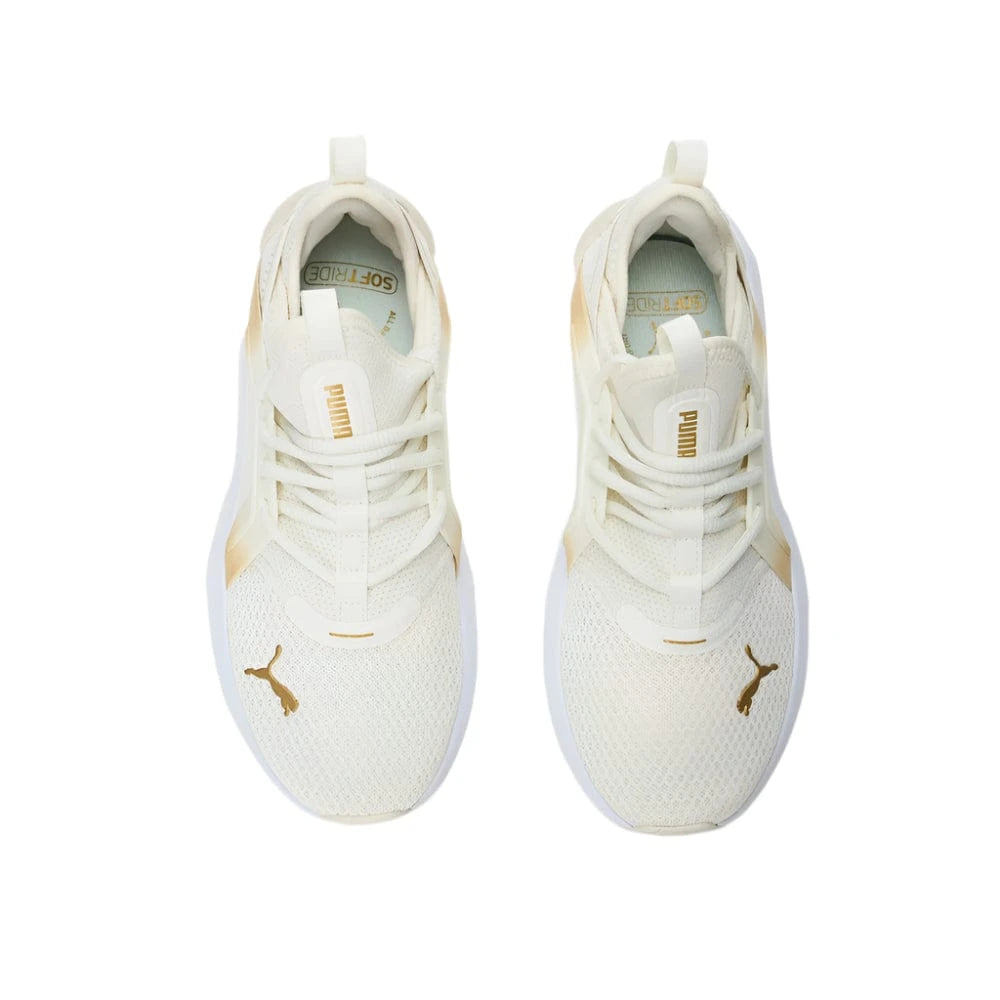 Pumas Womens Softride Enzo 5 Metallic - White/Gold/Black