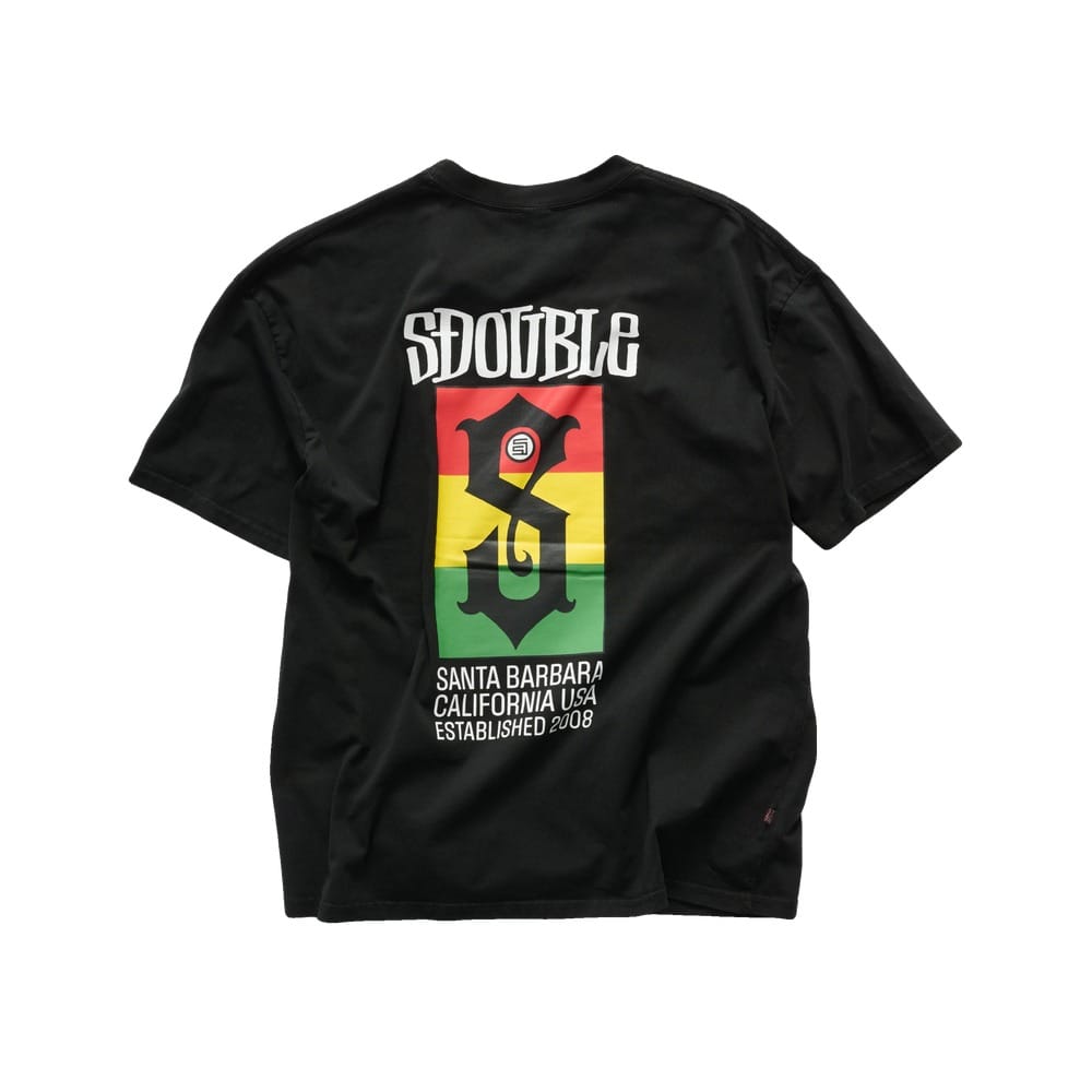 S / DOUBLE Roots Flag Tee - Pigment Black