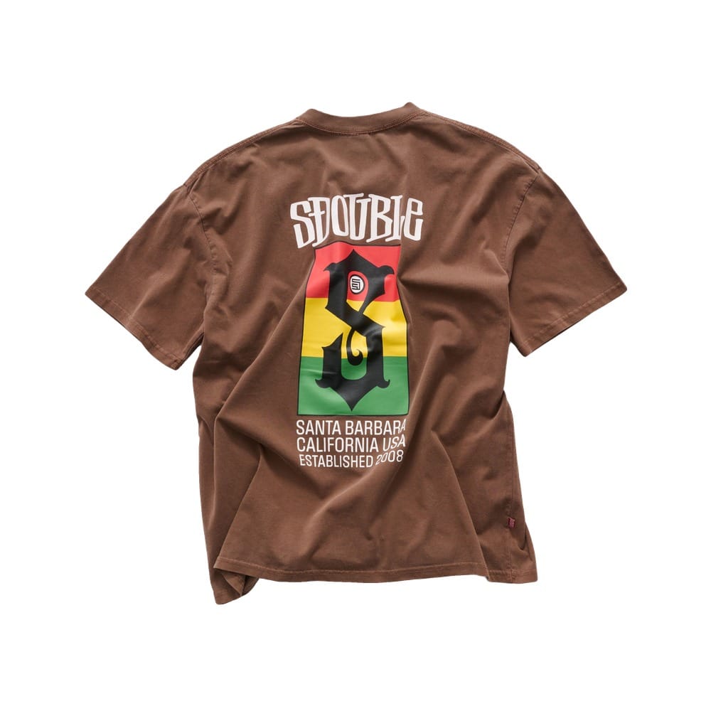 S / DOUBLE Roots Flag Tee - Pigment Chocolate