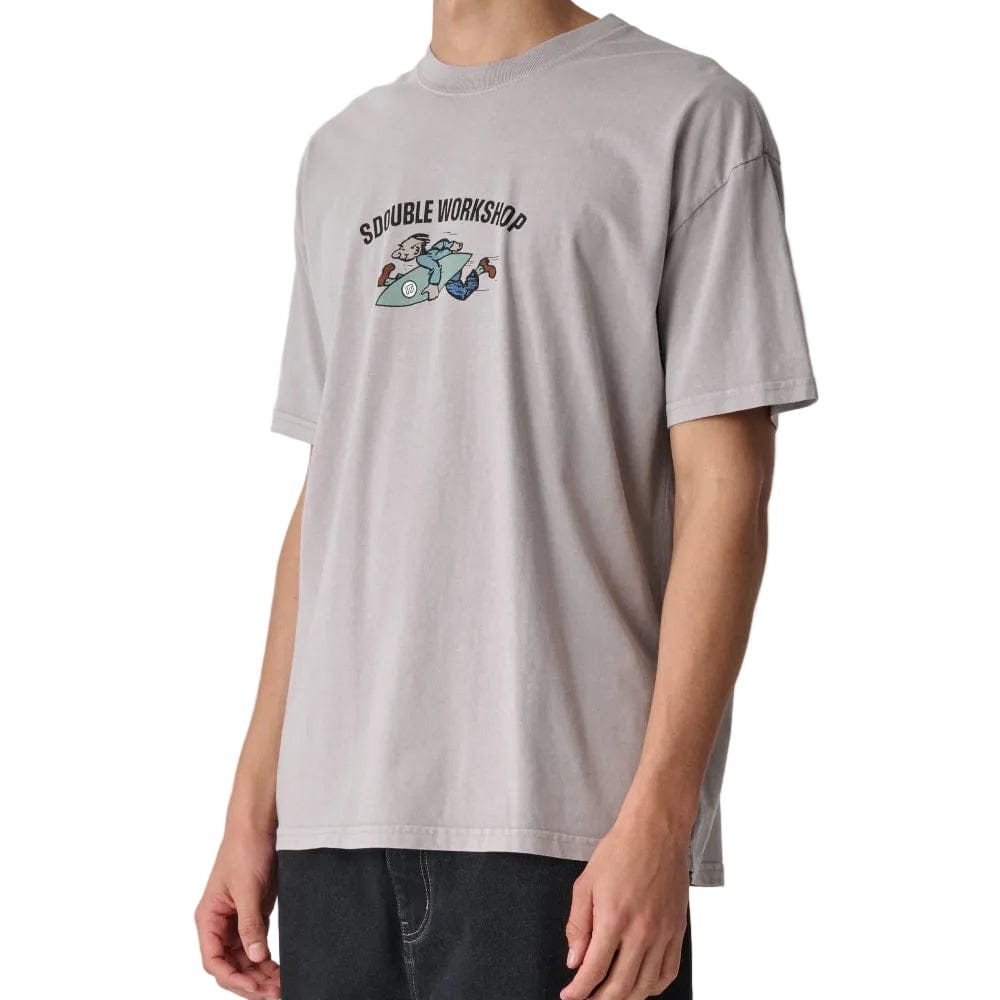 S / DOUBLE Running Man SS Tee - Pigment Rock Grey