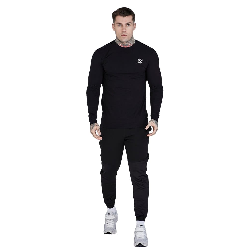 SikSilk Essentials Long-Sleeve Tee - Black