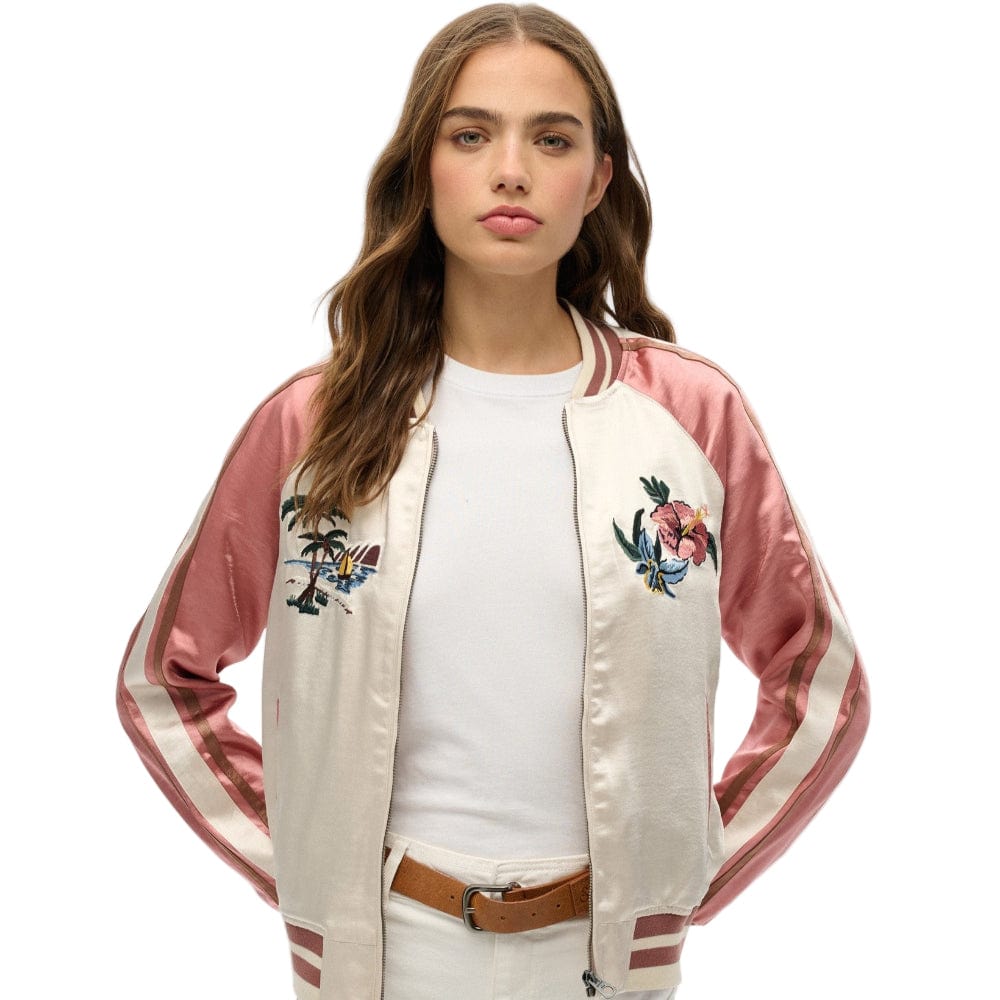 Superdry  Womens Suikajan Embroidered Bomber - Rice White