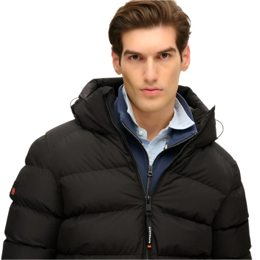 Superdry Hooded Sports Puffer Jacket - Black