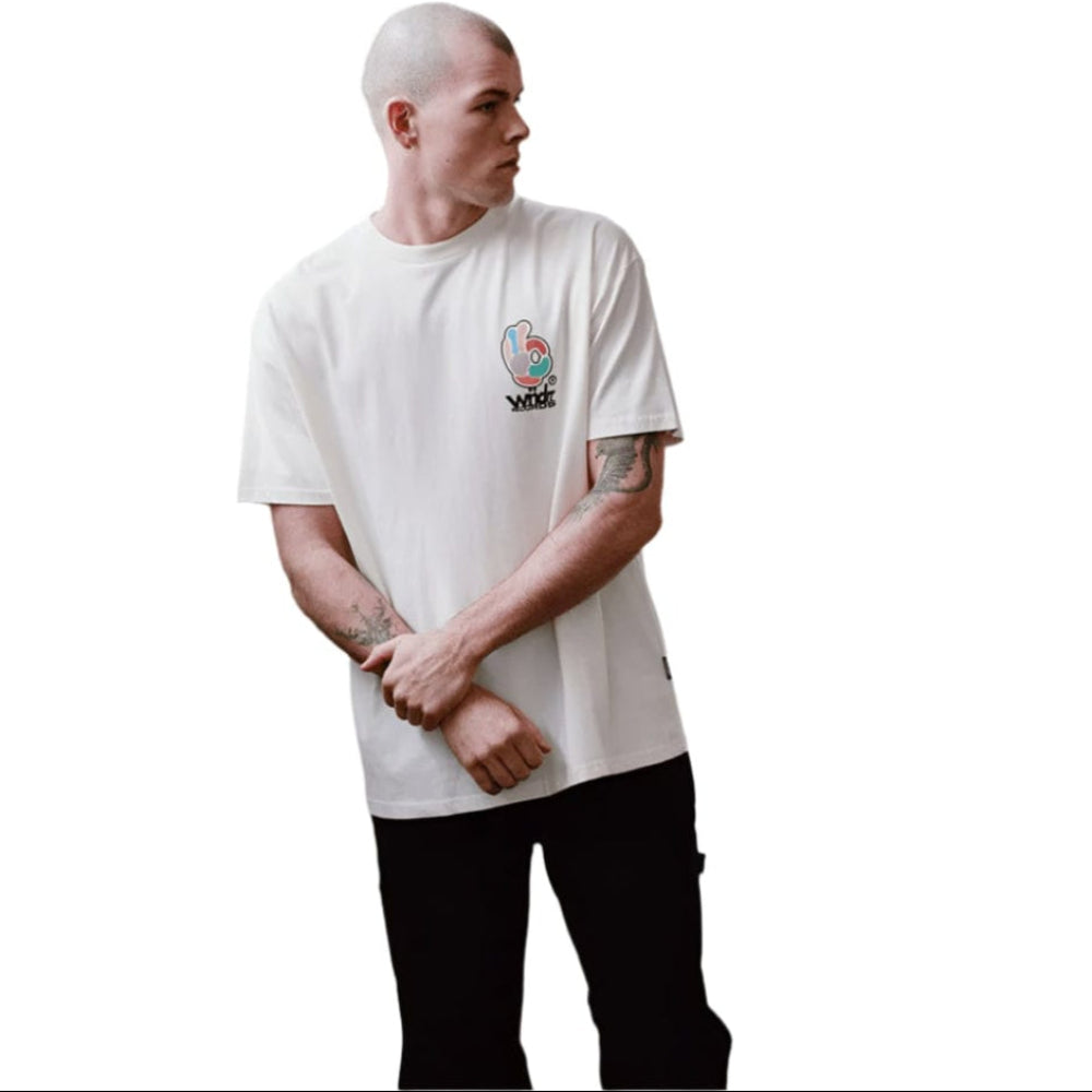 WNDRR Benny Box Fit Tee - Off White - On Body Front