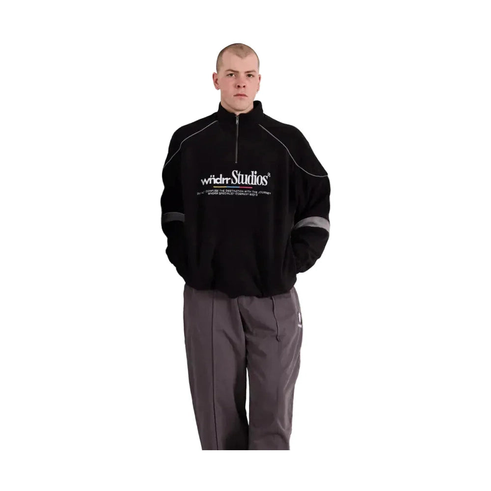 WNDRR Collective 1/4 Zip Polar Fleece Sweat - Black