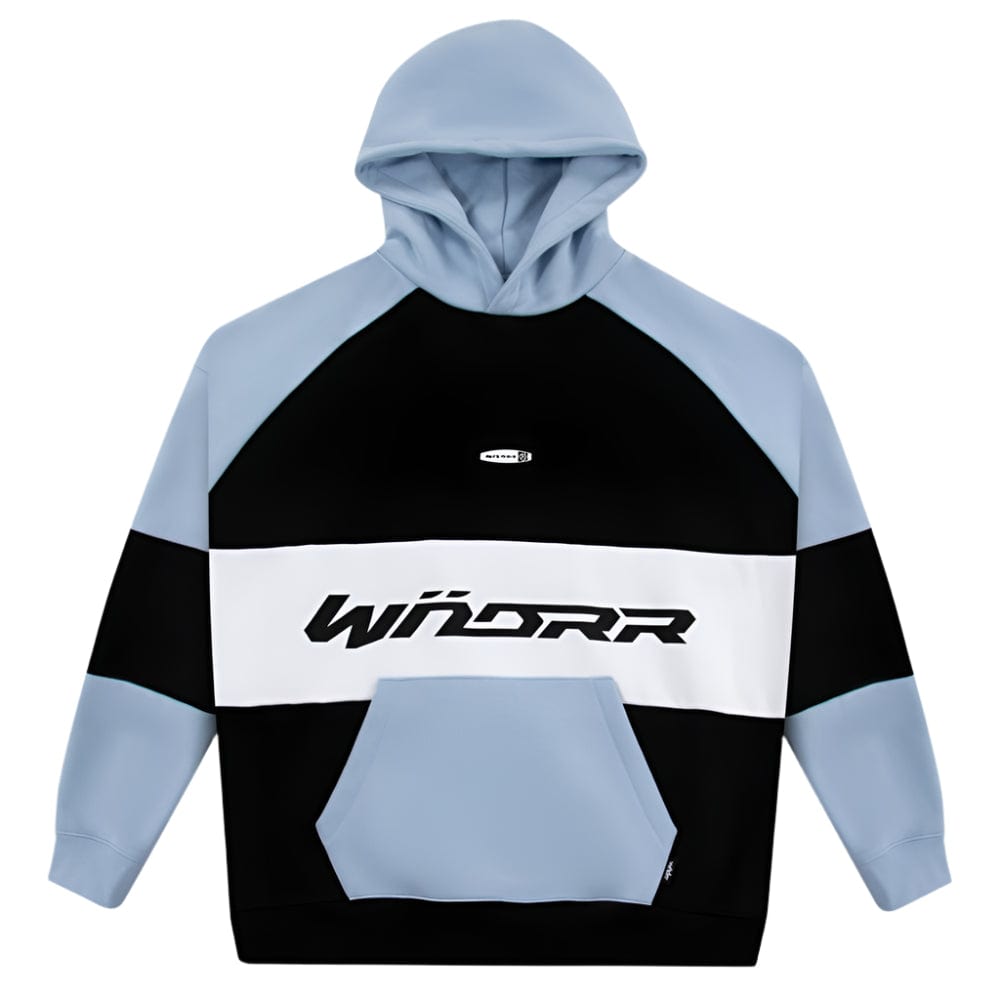 WNDRR Combine Panel Hood Sweat - Black / Air Blue