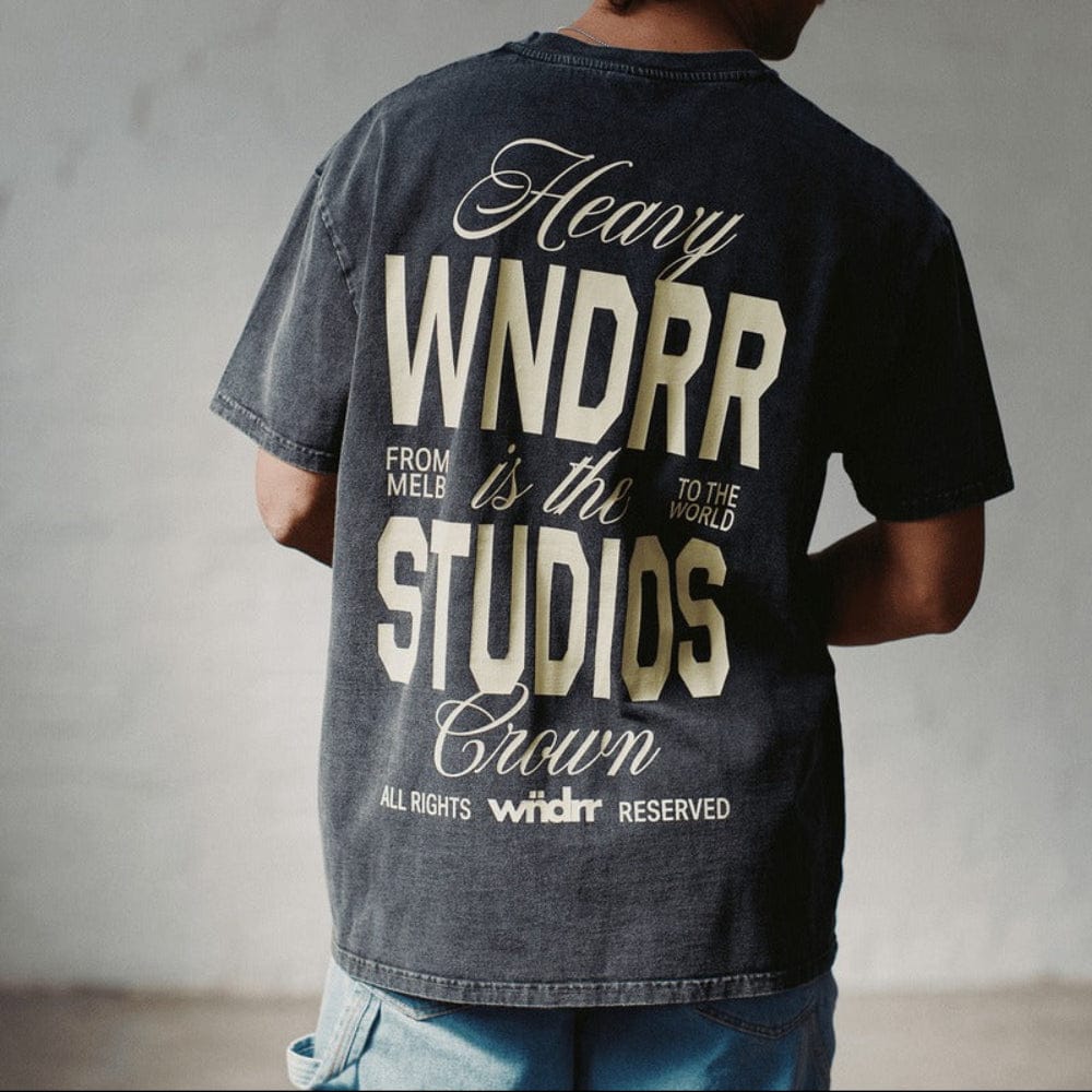 WNDRR Highborn Box Fit Tee - Washed Black