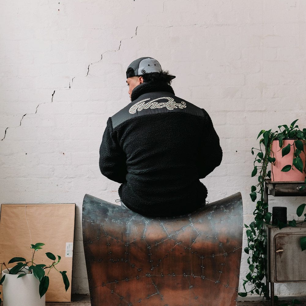 WNDRR In Check Sherpa Jacket - Black