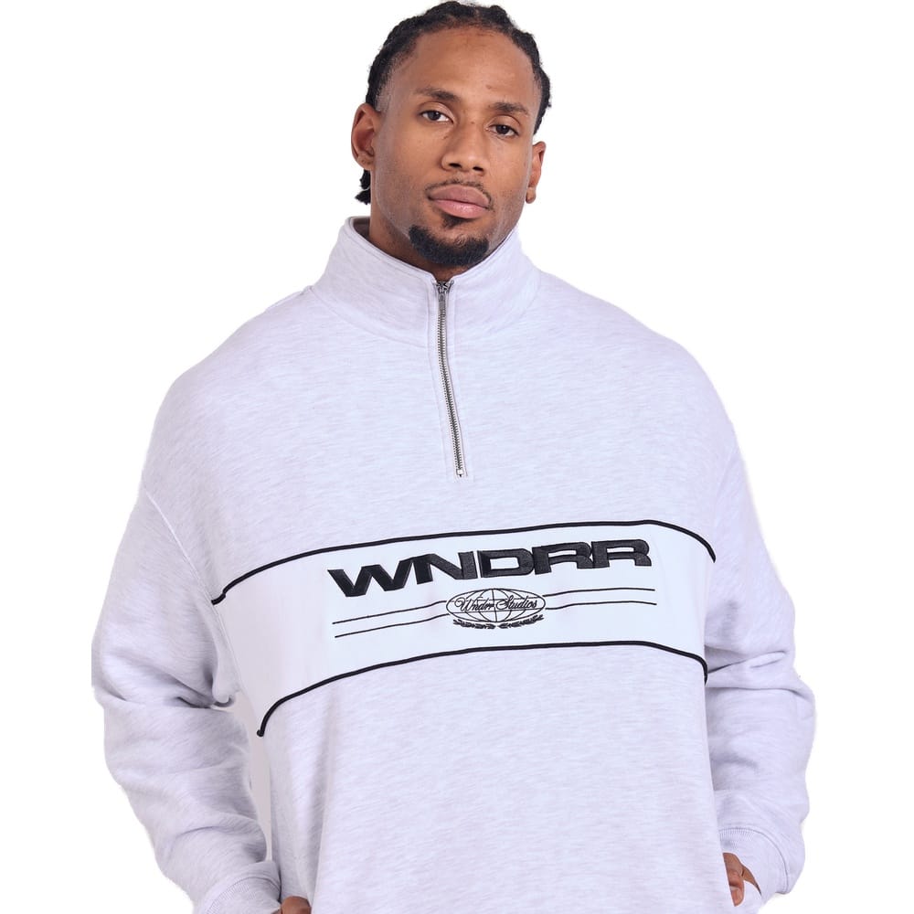 WNDRR Maison 1/4 Zip Sweat - White Marle