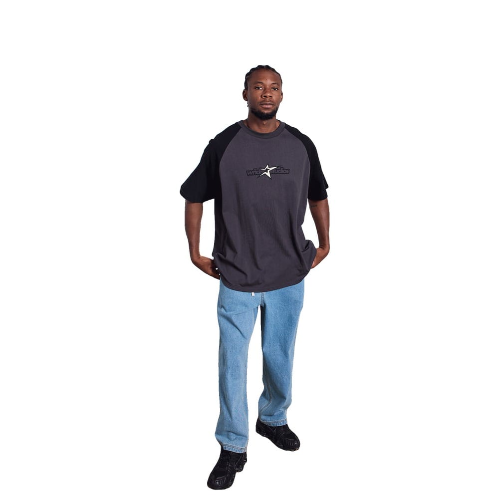 WNDRR Stxr Raglan Box Fit Tee - Grey / Black