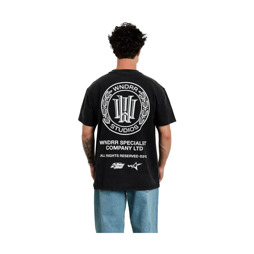 WNDRR Velocity Box Fit Tee - Washed Black